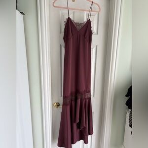 Sachin & Babi Burgundy Lace Trim Dress